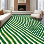 Deep Green White Wavy Stripe Rug