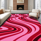Vibrant Pink Red Swirl Waves Rug