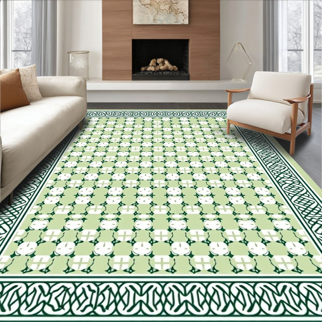 Pale Green White Celtic Knot Rug
