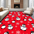 Festive Snowman And Snowflake Repeating Pattern Rug