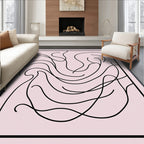 Soft Pink Black Swirl Abstract Rug