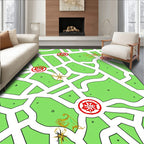 Red Crested Green Park Map Rug