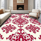 Crimson Damask Scrollwork Medallion Rug