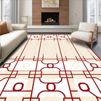 Crimson Geometric Lattice Window Rug