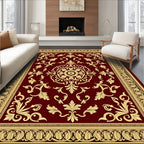 Crimson Gold Floral Medallion Border Rug