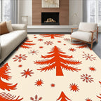 Classic Red Pine Snowflakes Rug
