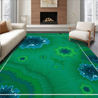 Ethereal Teal Bursting Floral Meadow Rug