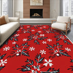 Crimson Holly Snowflake Garden Rug