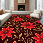 Crimson Floral Swirl Medallion Rug