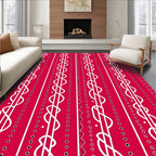 Crimson Ribbon Swirl Geometric Rug