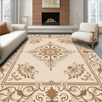 Antique Beige Floral Scroll Medallion Rug