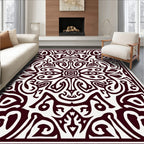 Elegant Crimson Symmetry Mandala Rug