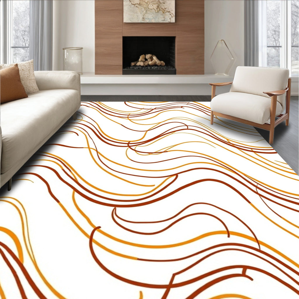 Warm Tones Wavy Lines Rug