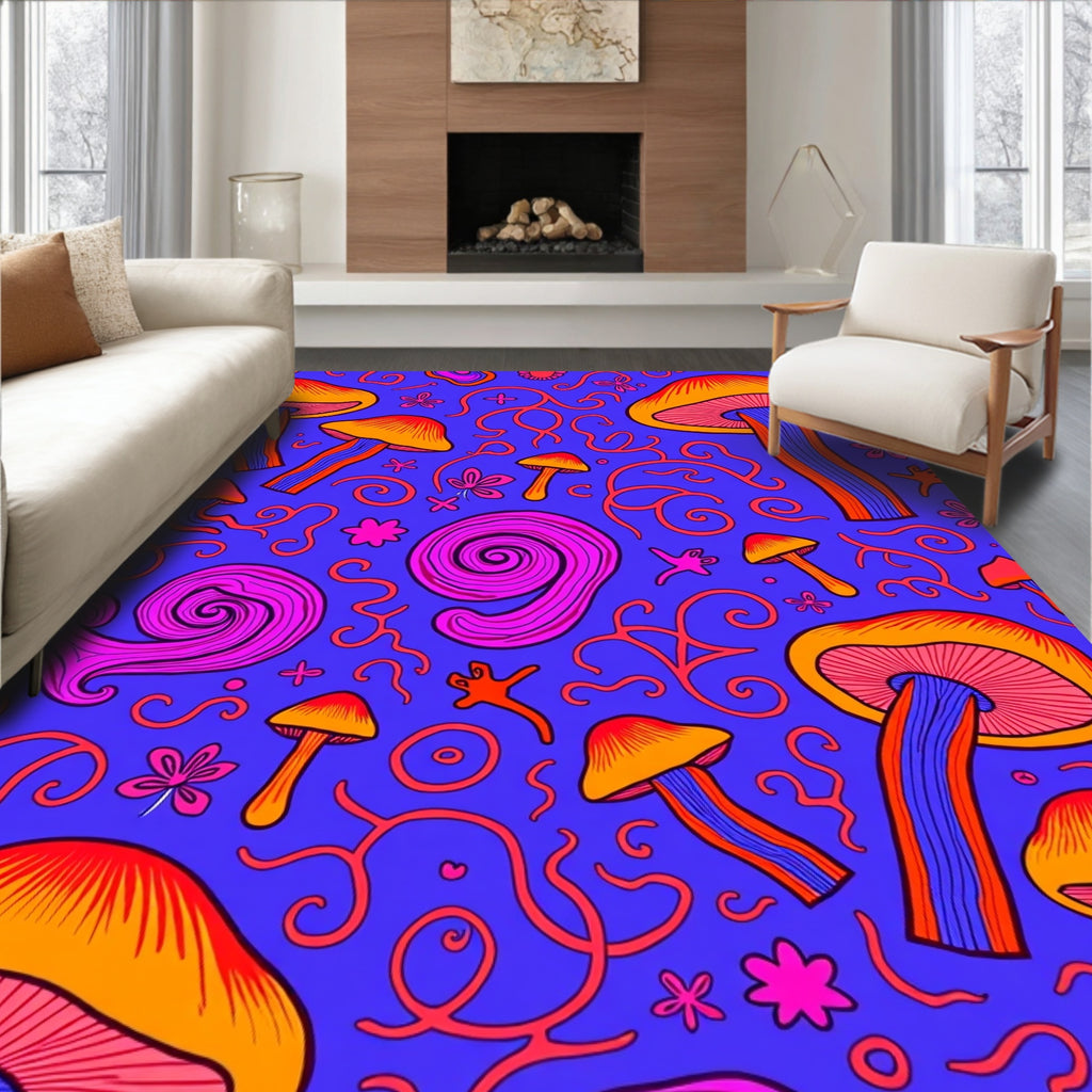 Psychedelic Mushroom Swirl Violet Rug