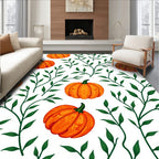 Orange Pumpkin Vine Pattern Rug