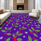 Purple Festive Holly Berry Snowflake Rug