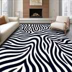 Bold Black White Animal Stripe Rug