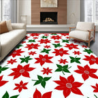 Vibrant Red Green Floral Scatter Rug
