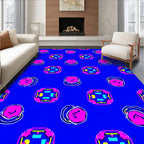 Retro Pink Geometric Abstract Round Rug