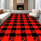 Bold Red Black Buffalo Check Overlay Rug
