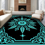Turquoise Mandala Floral Frame Rug