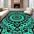 Bold Teal Mandala Floral Graphic Rug