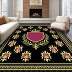 Regal Black Gold Emblem Shield Rug
