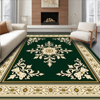 Antique Green Floral Border Rug