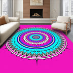 Vibrant Pink Teal Mandala Medallion Rug