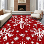 Festive Red Snowflake Garland Rug