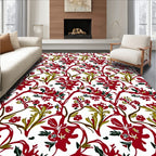 Crimson Scarlet Floral Vine Art Rug