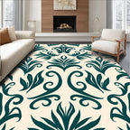 Deep Teal Flourishing Vine Scroll Rug