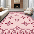 Deep Rose Medallion Square Border Rug