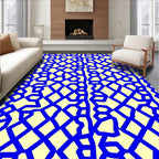 Electric Blue Lattice Geometric Rug