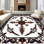 Ornate Black Bronze Floral Medallion Rug