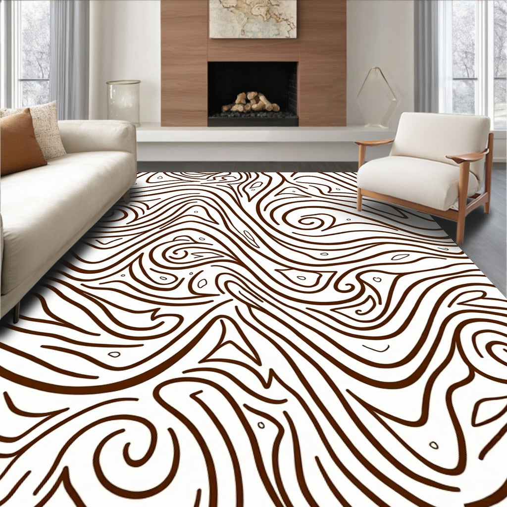Brown Swirl Wood Grain Abstract Rug