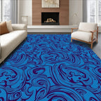 Deep Blue Swirling Organic Lines Rug