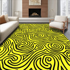 Bright Yellow Swirling Lines Abstract Artwork Rug