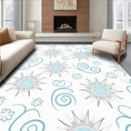 Blue Sunburst Floral Swirls Rug