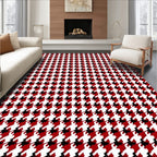 Bold Houndstooth Red White Black Rug
