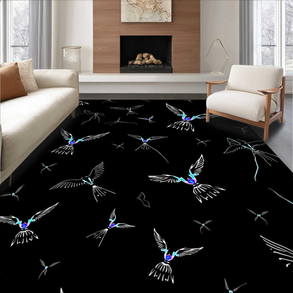 Ethereal Winged Birds Gradient Accents Rug