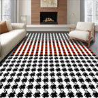 Black White Orange Gingham Houndstooth Rug