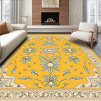 Golden Yellow Floral Foliage Rug