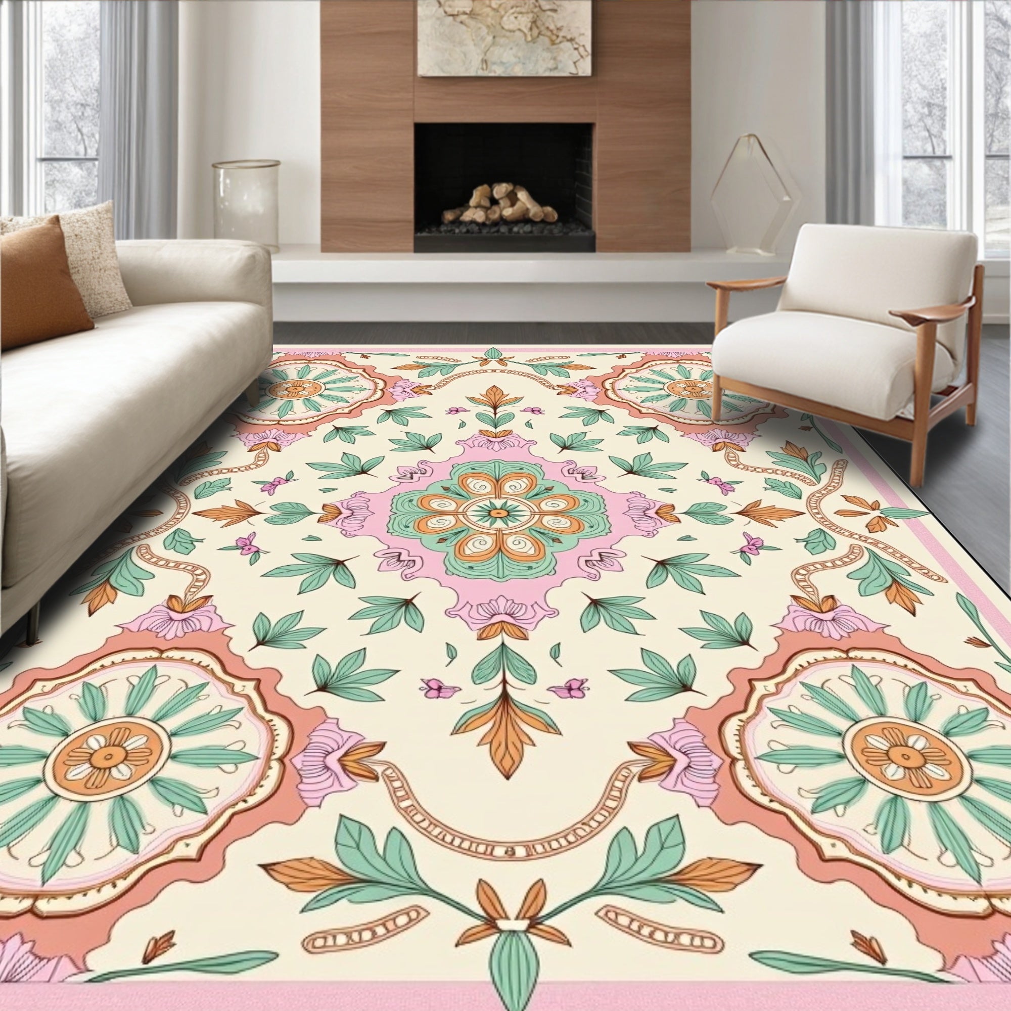 Tender Blossom Jewel Tone Medallion Rug