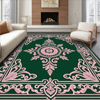 Emerald Pink Arabesque Medallion Rug