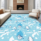 Blue Winter Village Sketch Rug