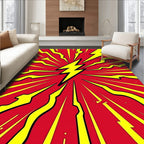 Dynamic Red Yellow Lightning Burst Rug