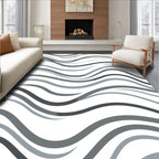 Modern Gray Abstract Wave Rug