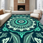 Teal Burst Mandala Floral Rug