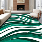 Emerald Green Wavy Abstract Rug